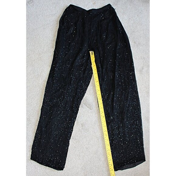 Vintage Glam Rock Beaded (Sequin) Silk Channel Pants - David Bowie Style, M - Picture 8 of 12
